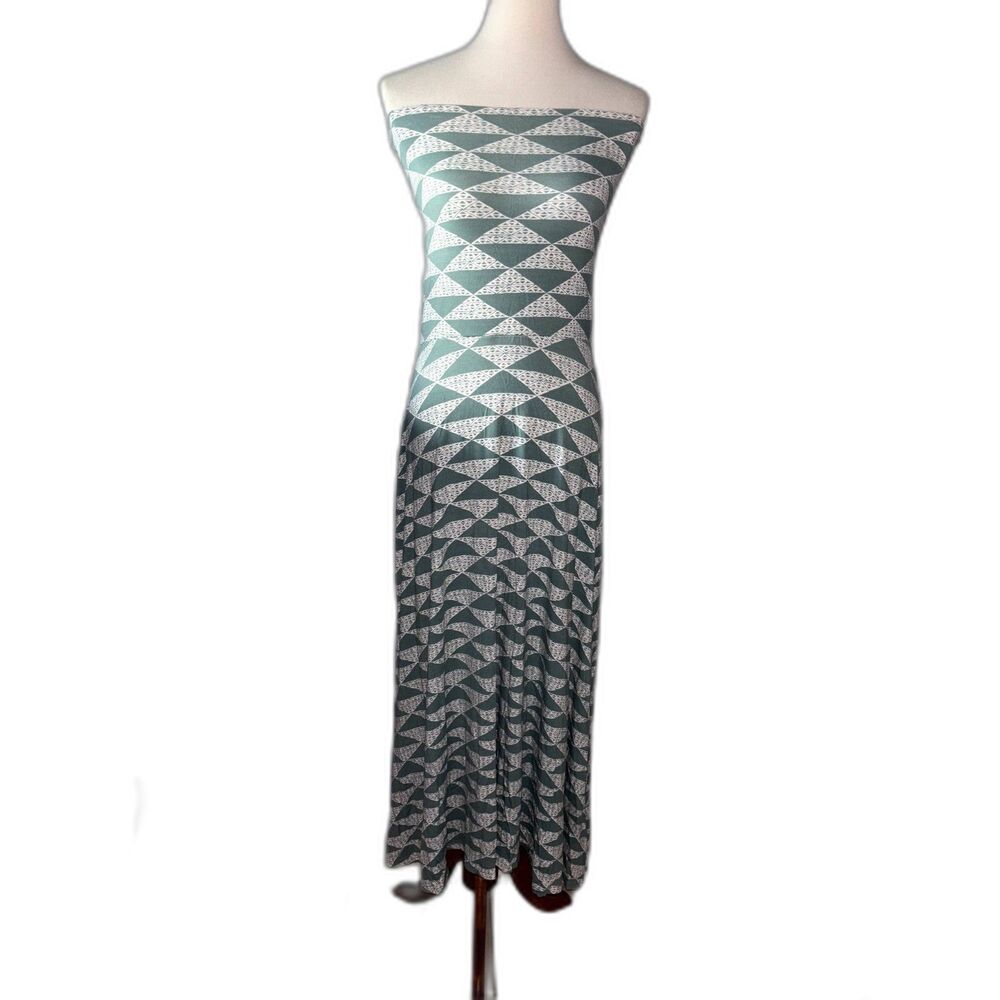 Manaola Convertible Dress Maxi Skirt Triangle Print Teal S/M Hawaii Aloha